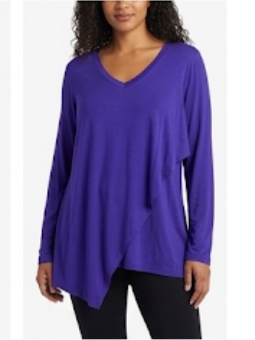 Logo by Lori Goldstein purple long sleeve asymmetrical style top size L